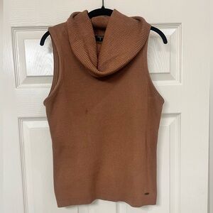 T Tahari Tan sleeveless cowl neck Sweater